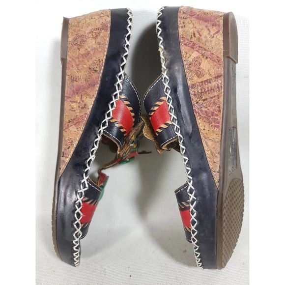 Spring Step L'Artiste Leather Wedge Sandals Vergie Red Floral Colorful-Size 40 - Picture 8 of 9